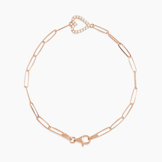 Chain Bracelet with Diamond Heart | Rose Gold