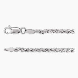 Diamond-Cut Wheat Chain 2.75mm | White Gold