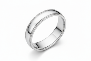 Milgrain Band White Gold Angled