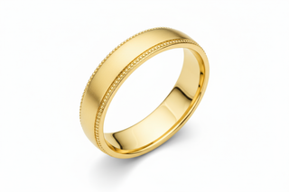 Milgrain Band Yellow Gold Angled