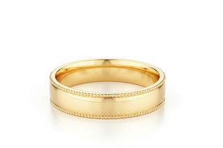 Milgrain Band Yellow Gold Clean Background