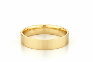 Modern Flat Band Yellow Gold Matching Angle
