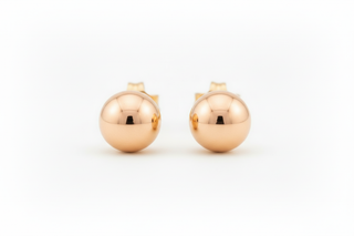 Rose gold ball studs - front view