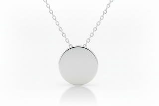 White gold disc pendant necklace - background matched