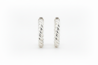White gold textured rope hoops - side profile improved