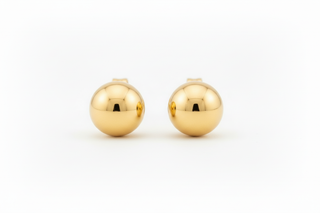 Yellow gold ball studs - front view matched