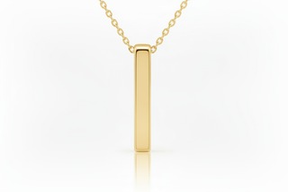 Yellow gold vertical bar pendant necklace